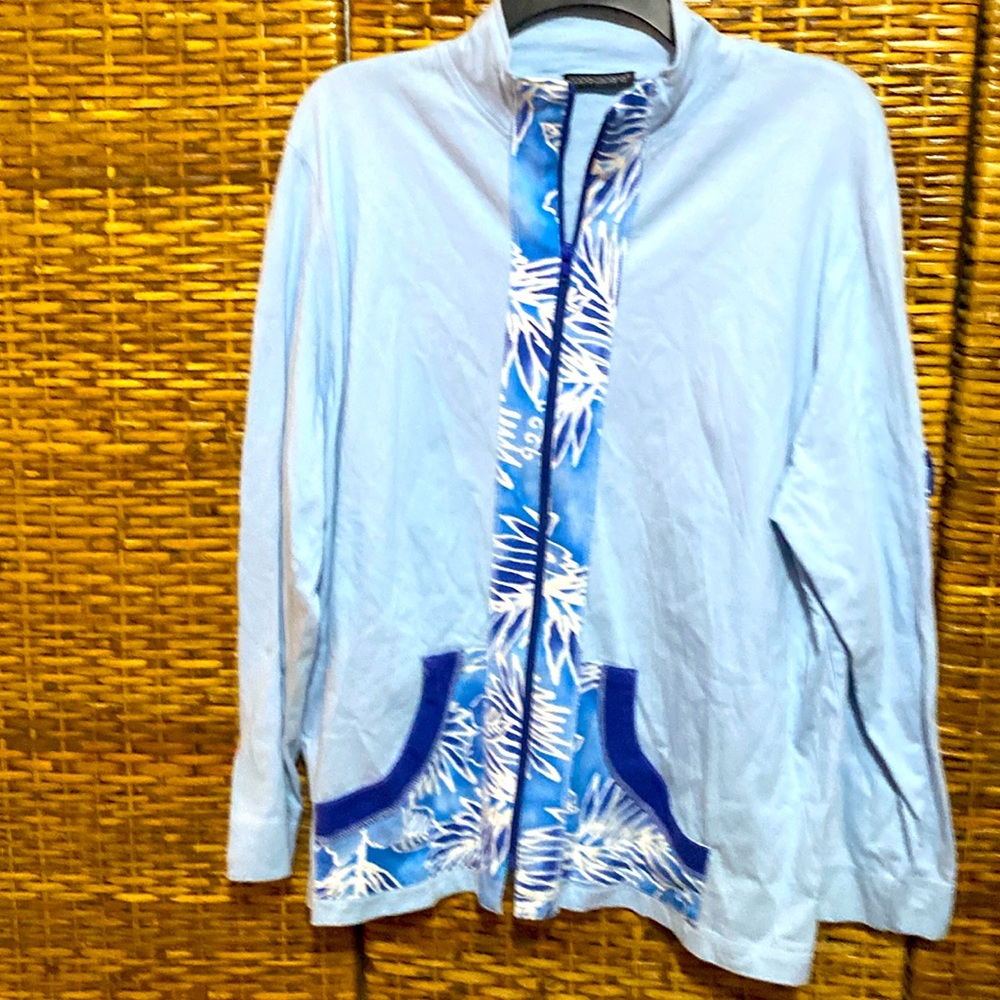Vintage Copa Cabana vintage blue Hawaii zip up jacket L? Please see measurements
